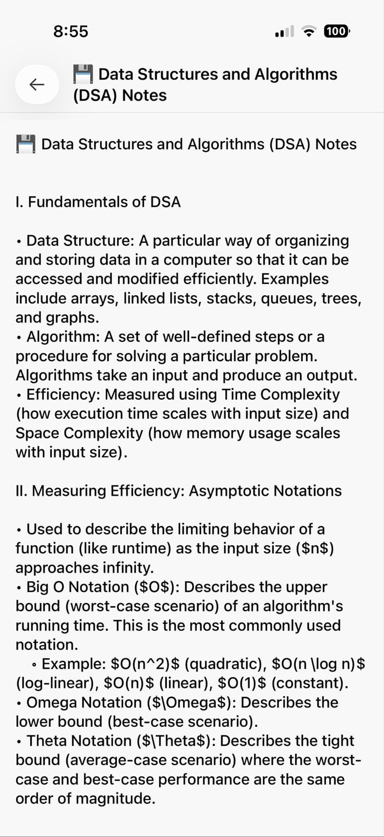 Data Structures and Algorithms notes