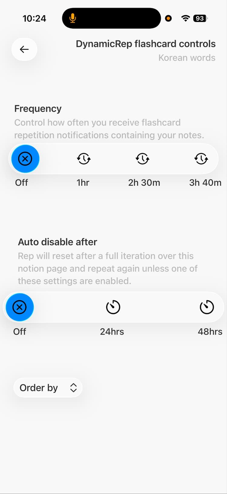 DynamicRep flashcard controls
