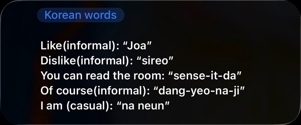 Live Activity — Korean words flashcards
