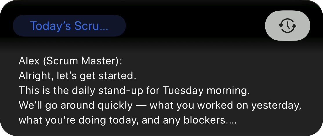 Live Activity: transcribed meeting notes